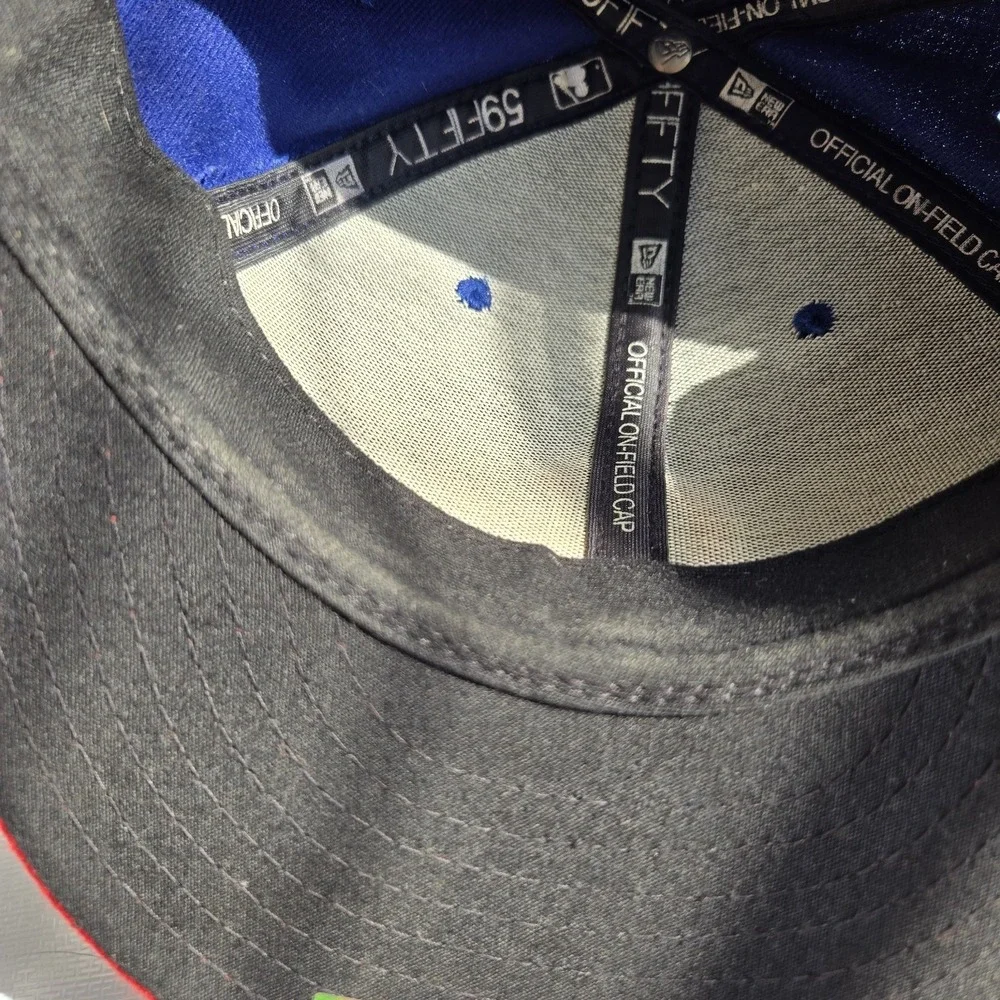 Chicago Cubs New Era 59Fifty Fitted Hat Cap Size 7¼‎ Blue Red Two Tone